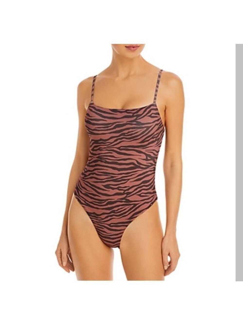 Aqua Square Neck Printed One Piece Swimsuit Sz Small